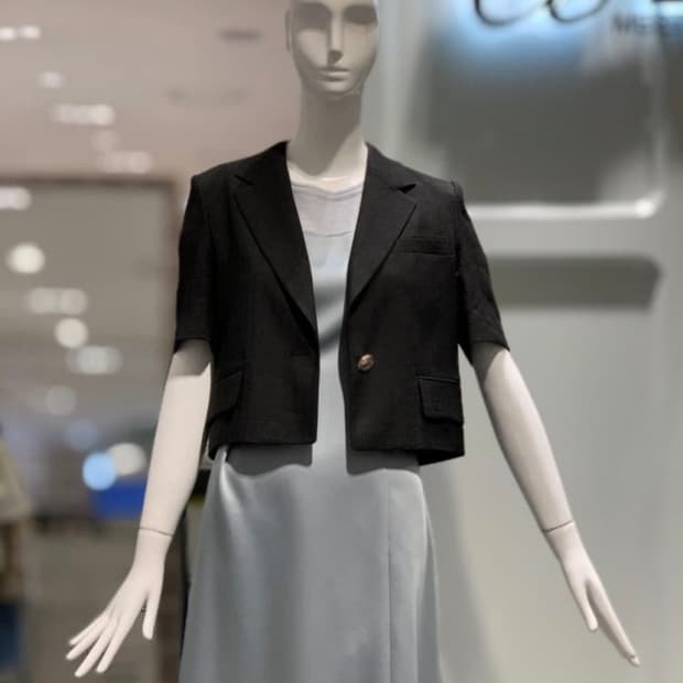 22ss 주크 ZOOC 레터링 포인트 린넨 크롭자켓 55사이즈