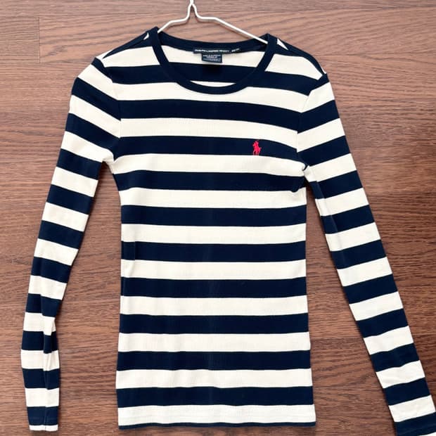 폴로랄프로렌 스포츠 스트라이프 딱붙핏 긴팔티