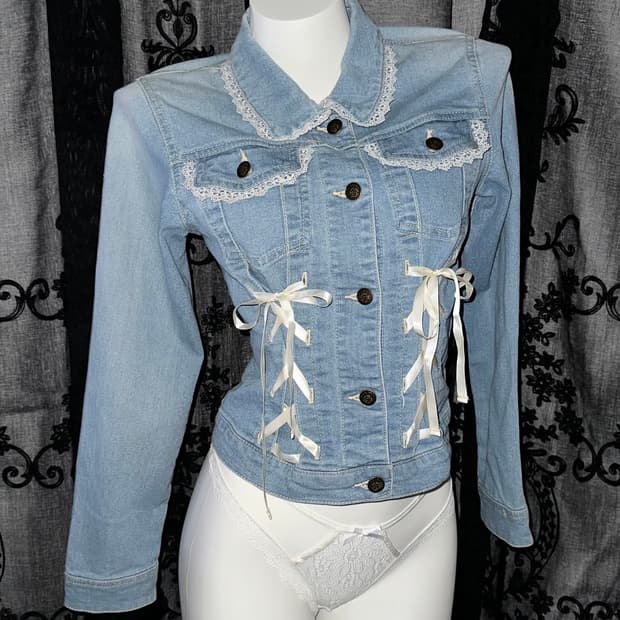 lovely ribbon jean jacket