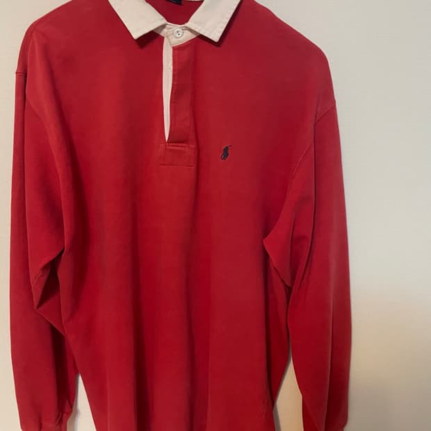 빈티지 폴로 레드 럭비티(L)