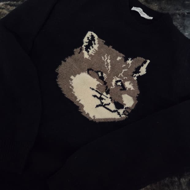 메종키츠네 빅폭스헤드 블랙 니트 S