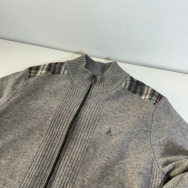 105 빈폴 그레이 엘보우패치 니트집업