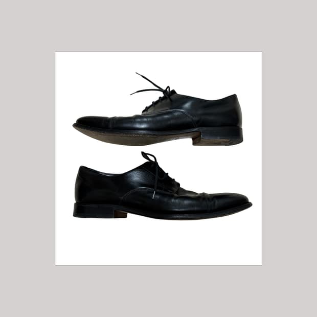 Prada black Leather cap toe derby shoes