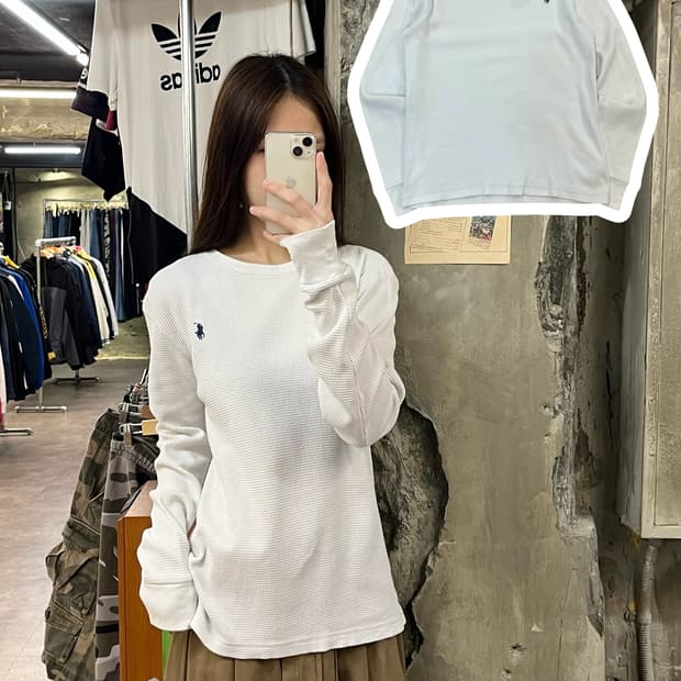 폴로 랄프로렌 와플 긴팔티 화이트 M #csz998