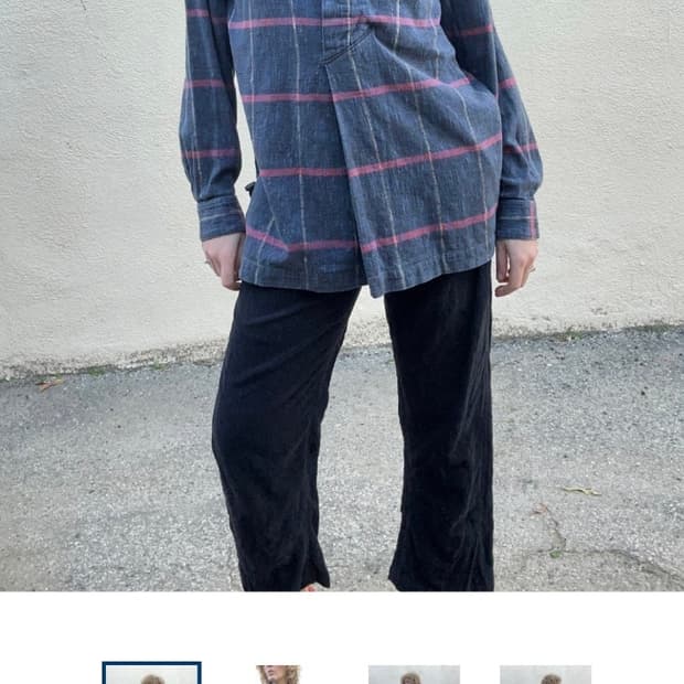 Issey miyake 80s indigo plaid check shir