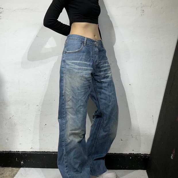 리바이스 501 연청 와이드 데님 팬츠 