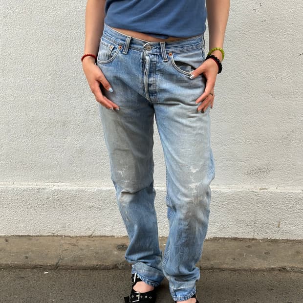 리바이스 501 연청 워싱 데님 팬츠 