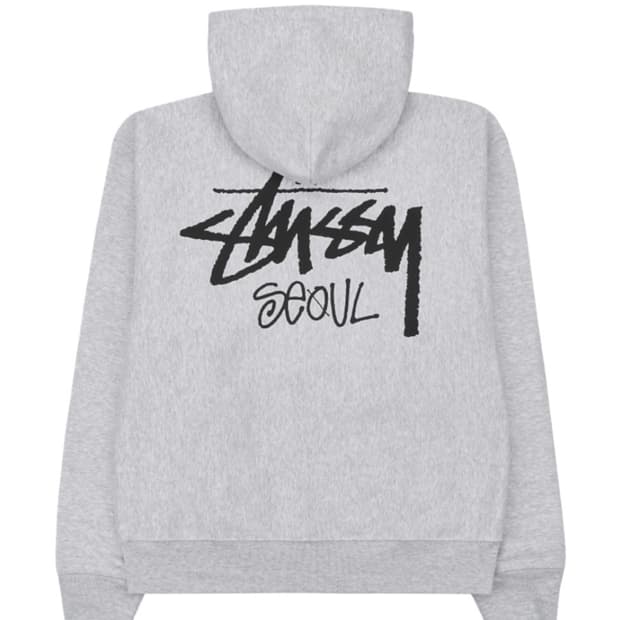 L 스투시 스탁 서울 후드 집업 애쉬 헤더