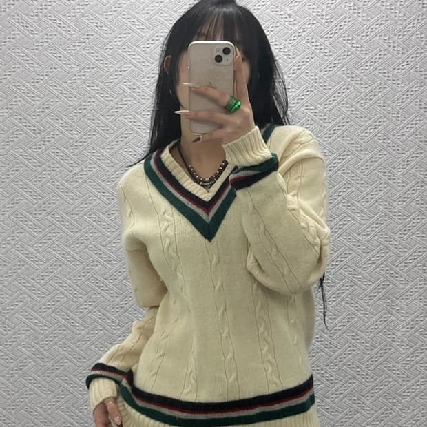 챔스 폴로 랄프로렌 레트로 크리켓 브이넥 배색 니트 95 C08374