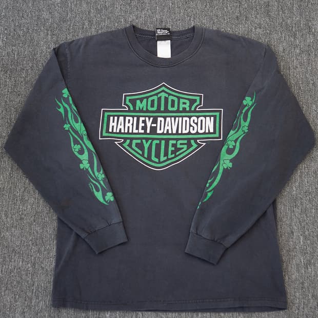 빈티지 할리데이비슨 불꽃 플레임 긴팔 티셔츠