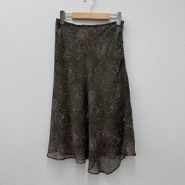 빈티지 ANAYI 브라운 플레어 미디 스커트