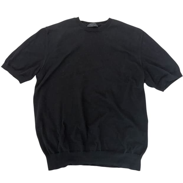 프라다 블랙 실크 반팔니트