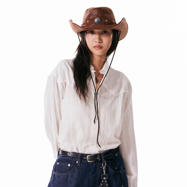 아캄 웨스턴 코튼 셔츠 화이트