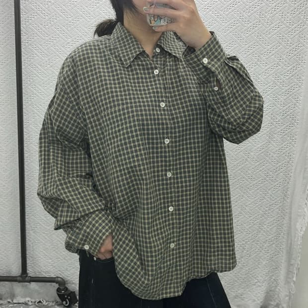 쿠어 COOR 빈티지 체크 오버핏 긴팔 셔츠 105 C05891