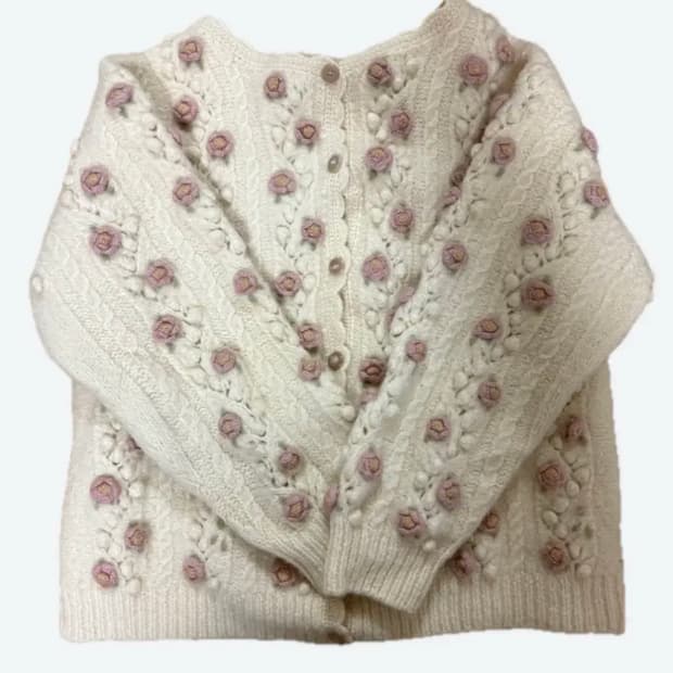 모리걸 꽃자수 빈티지 가디건