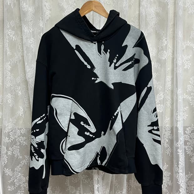 100) 한섬 시스템 옴므 후드 티셔츠 블랙