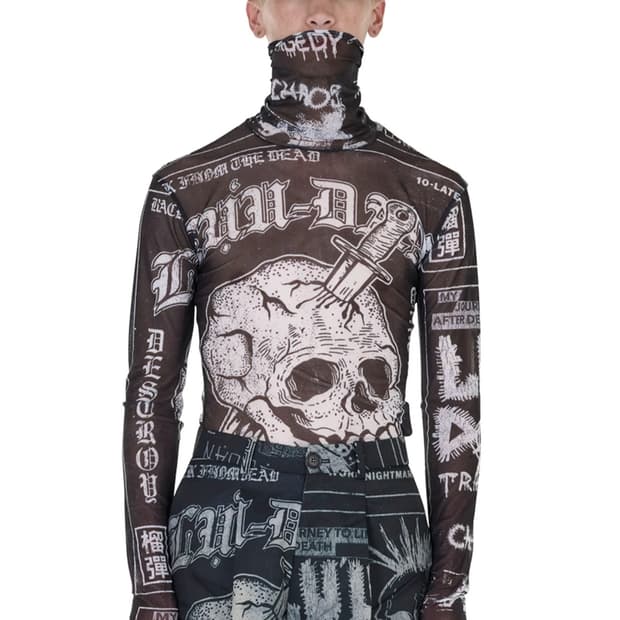 루단 마스크 타투 프린팅 매쉬 탱크탑