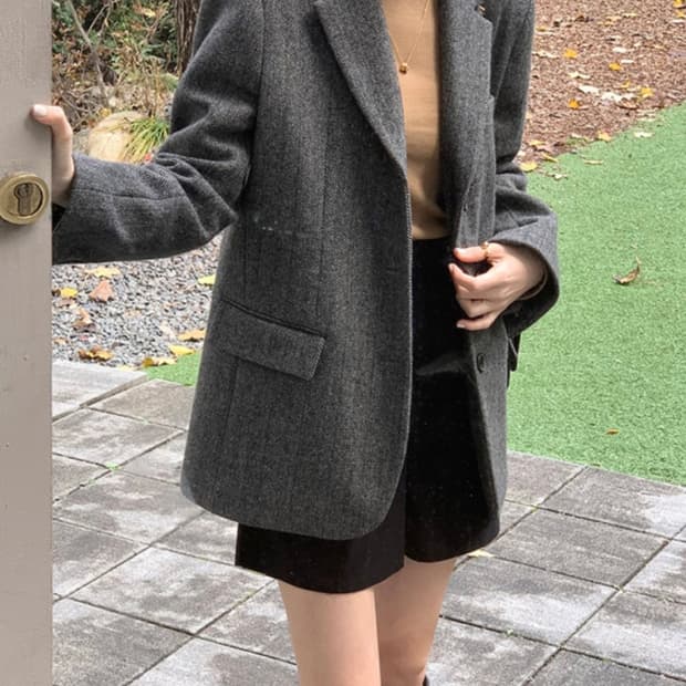 에드모어 자체제작 헤링본 울 자켓 브라운