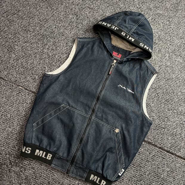 00s MLB 올드스쿨 데님 베스트 후디 자켓 2468