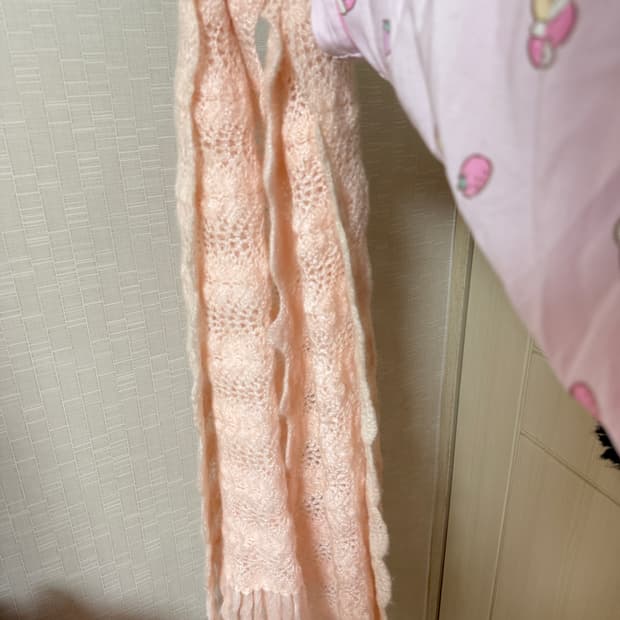 살구색 목도리 스카프 폼폼 빈티지 하구미 모리걸 러블리