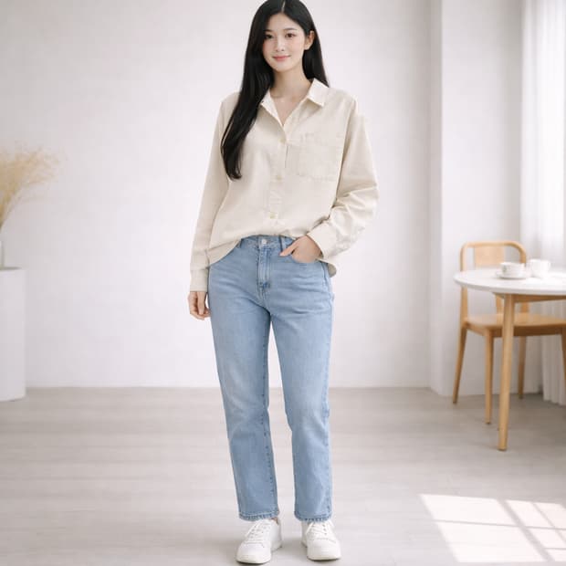 스튜디오 톰보이 코튼 투포켓 셔츠 자켓 아이보리