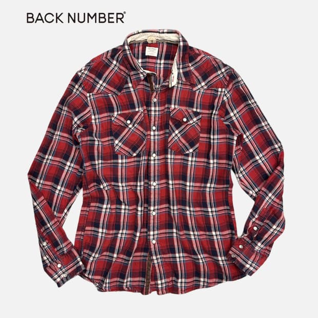 BACK NUMBER western red check shirt