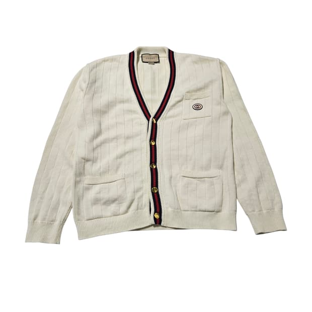 구찌 니트 코튼 브이넥 가디건[M]