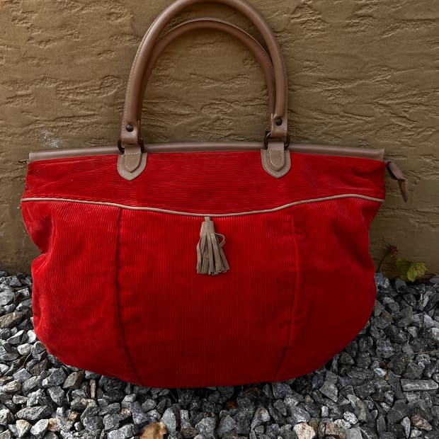 코듀로이 테슬 빈티지 토드백