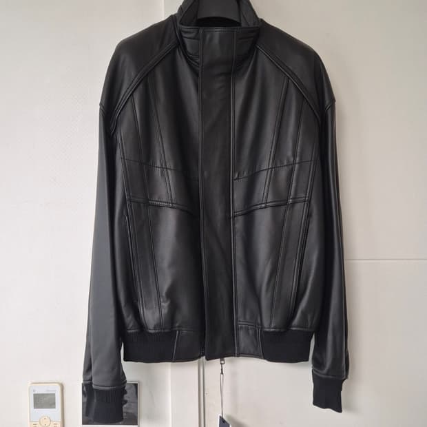 준지 24fw 279 하이넥 레더 블루종 46