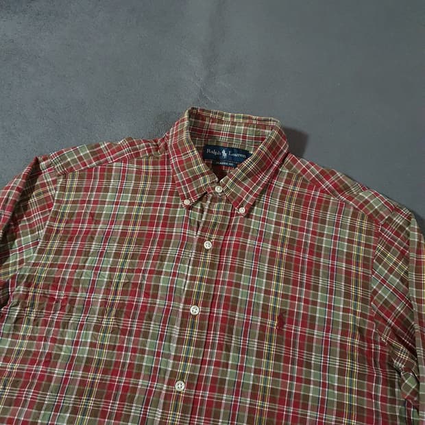 00s 폴로 클래식핏 체크 셔츠 L