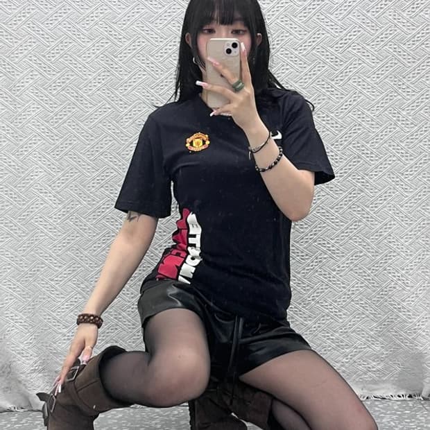 나이키 빈티지 맨체스터 유나이티드 프린팅 반팔티 S C12232