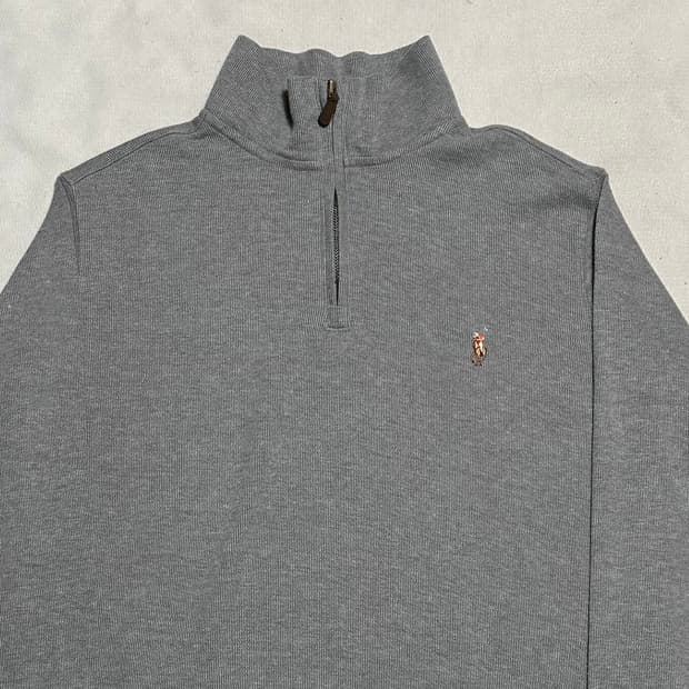 XS 폴로랄프로렌 멀티 포니 그레이 반집업 니트