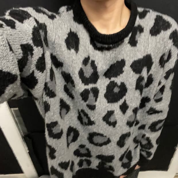 레오파드 빈티지 니트