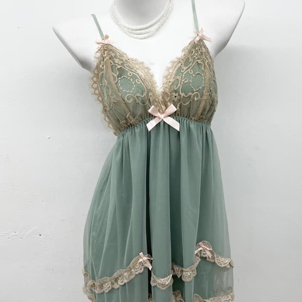 민트 레이스 캉캉 슬립