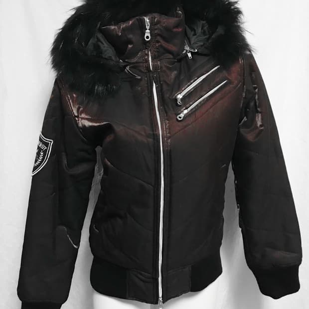 택포•빈티지 vkei 펑크 퍼 후드 투웨이 집업 패딩