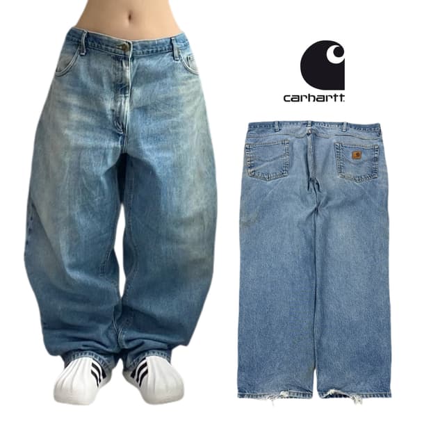 칼하트 OG 가죽패치 워싱 데님팬츠
