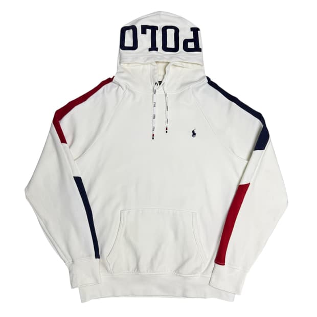 폴로 랄프로렌 화이트 후드티 L