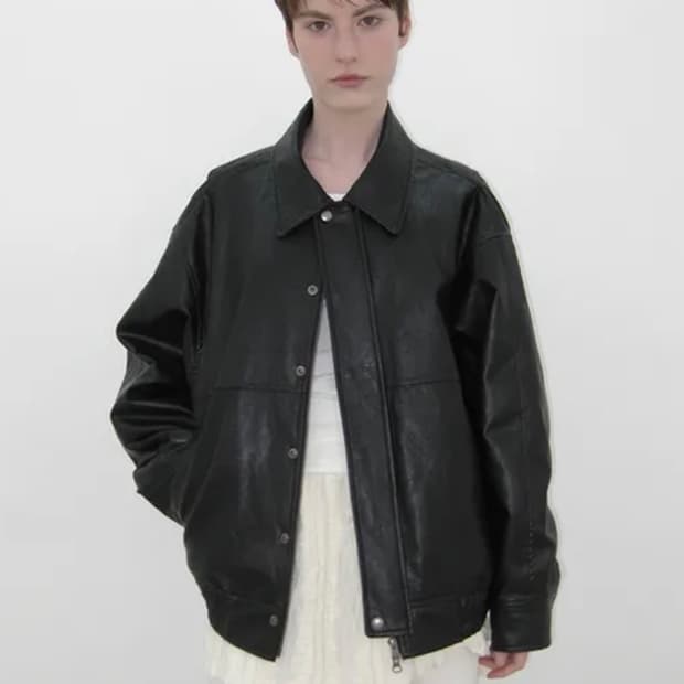 카셀 오버사이즈 레더 패디드 자켓