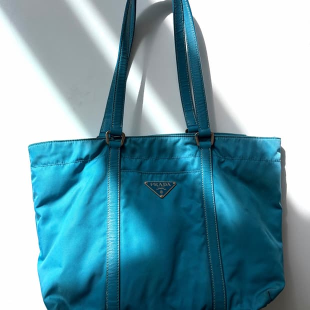 Vintage Prada Nylon Tote Bag - Sky Blue