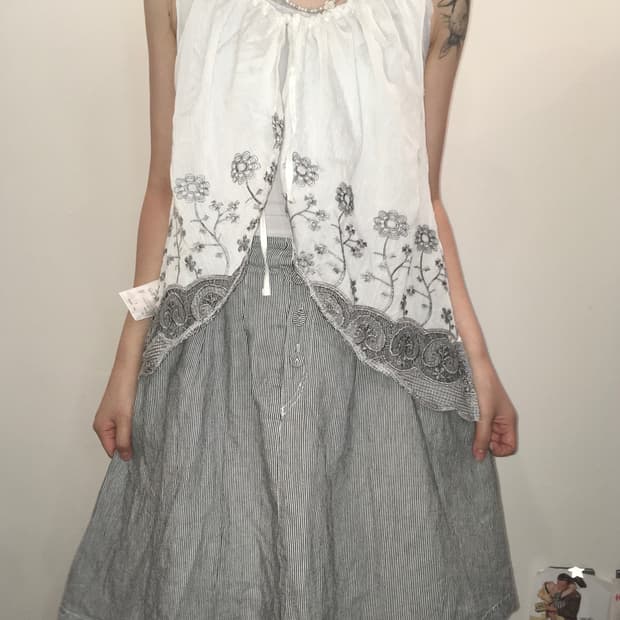 jpn vintage 스트라이프 미디 스커트