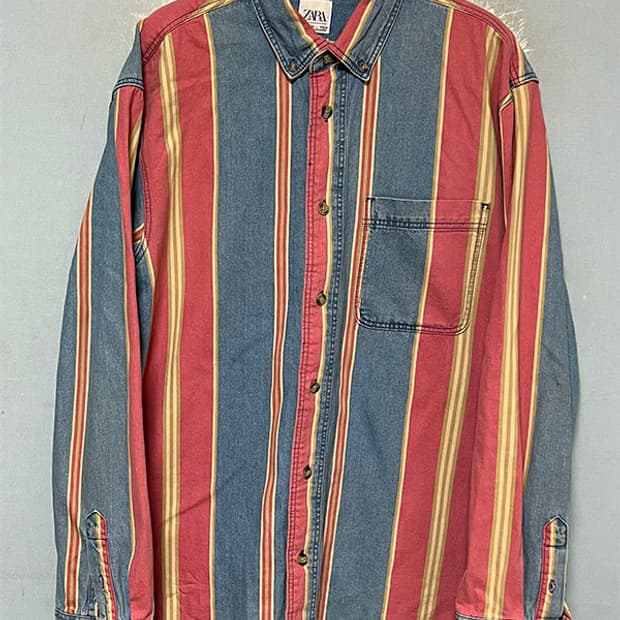 ZARA 자라 남자 데님셔츠 포켓 춘추 XL 105 