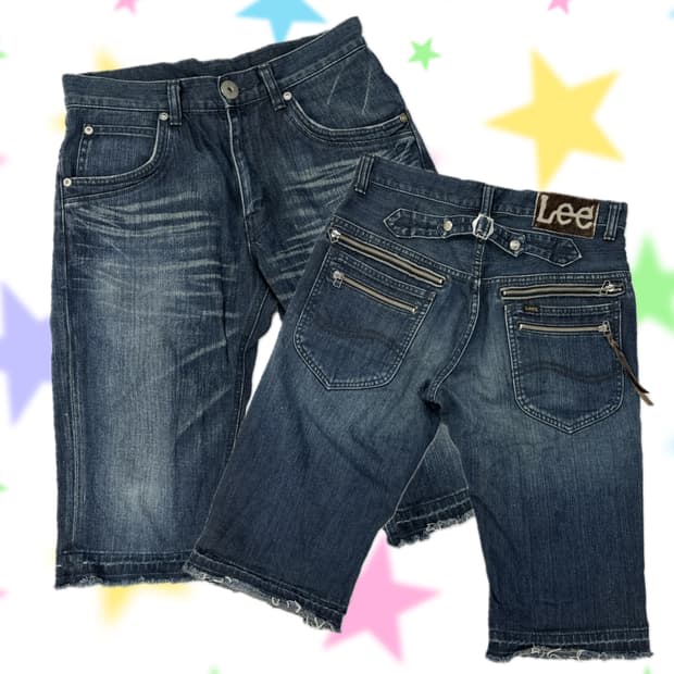 재팬 Lee 빈티지 워싱 5부 팬츠 반바지 백포인트 버튼 아메카지