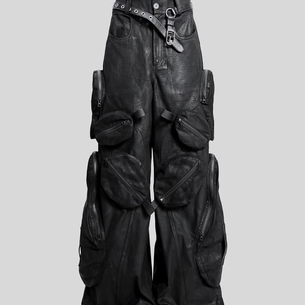Vaguardia Dark Waxed Loose Utility Pants