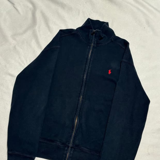 M 폴로랄프로렌 레드 포니 코튼 블랙 니트 집업