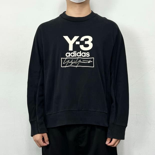 Y-3 아디다스 로고 11주년 맨투맨 블랙