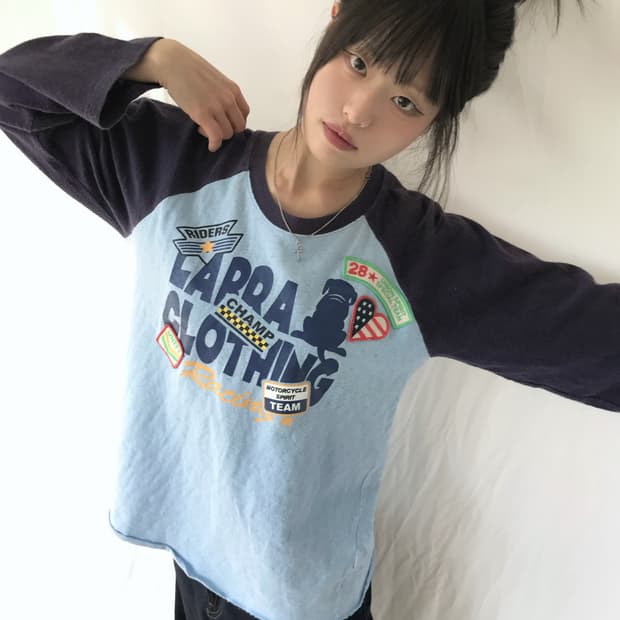 ⊹ Blue Moto Raglan Tee