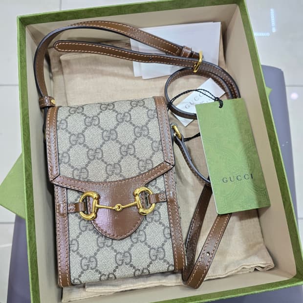 [상태최상급] 구찌 홀스빗 1955 폰홀더 미니 크로스백