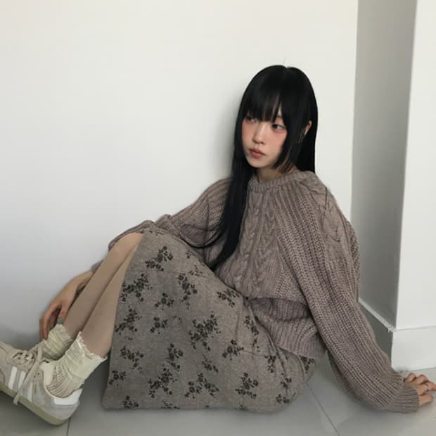 Floret long skirt(beige)