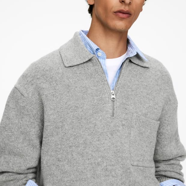 아르켓 울 하프집 그레이 M 사이즈