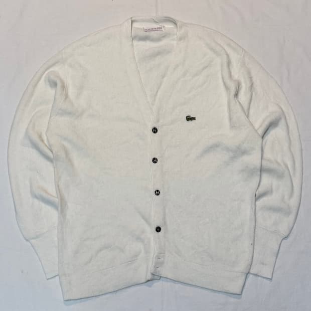 70s IZOD 라코스테 아카이브 니트 가디건 화이트